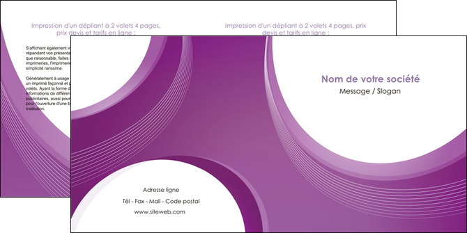 creer modele en ligne depliant 2 volets  4 pages  web design violet fond violet courbes MLIGCH75734